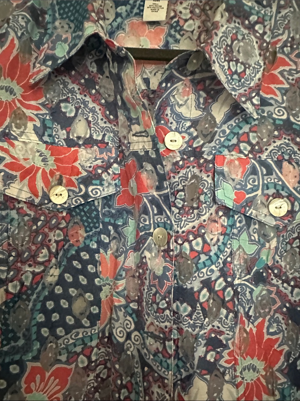Ruby Rd. Blue Floral Button-Front Blouse - Picture 2 of 5